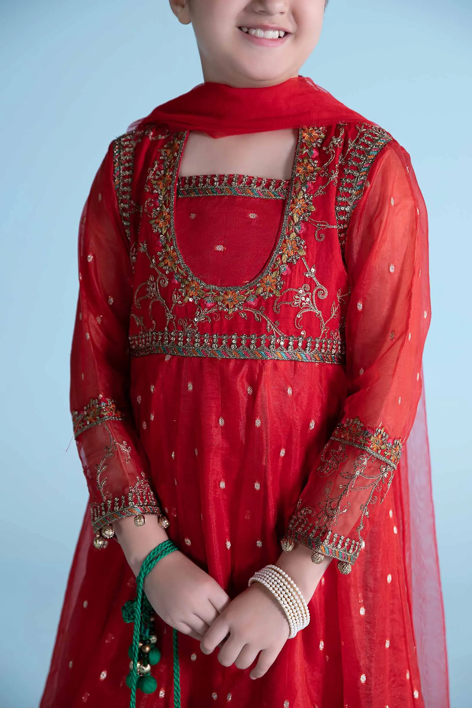 3 Piece Embroidered Lurex Organza Suit | MKS-EA24-14