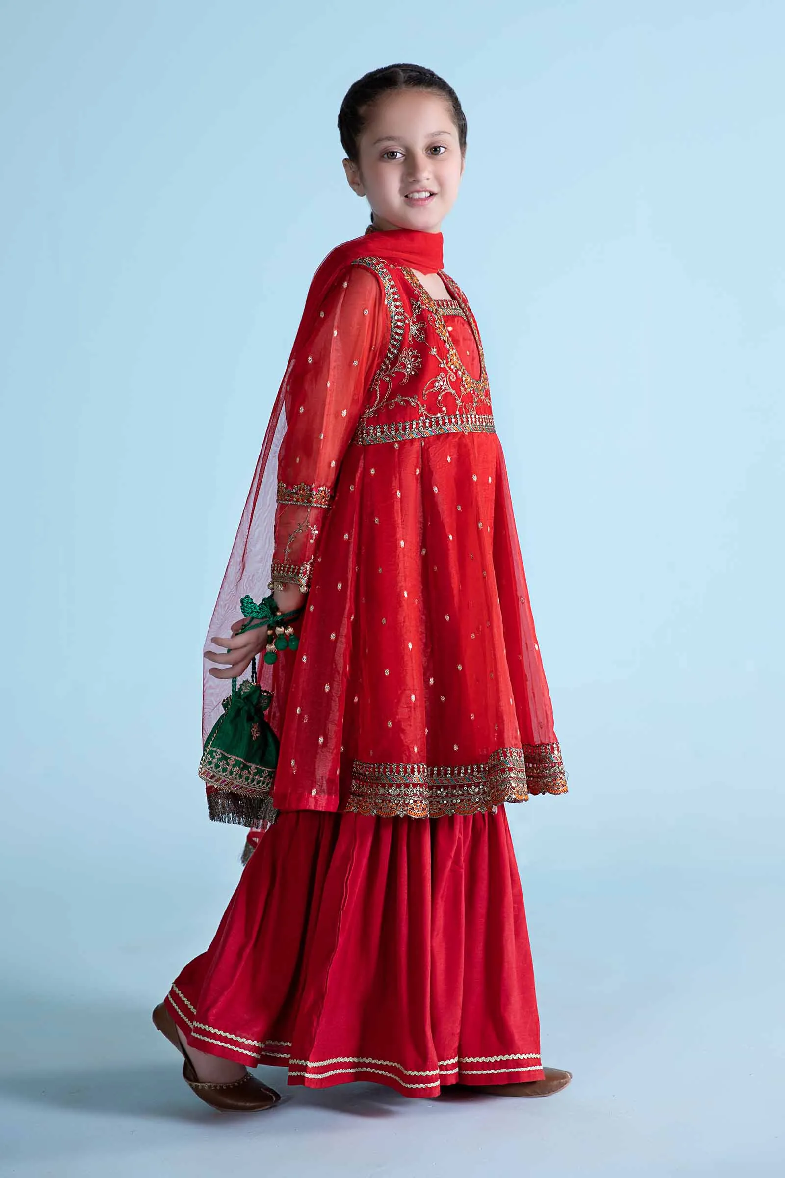 3 Piece Embroidered Lurex Organza Suit | MKS-EA24-14