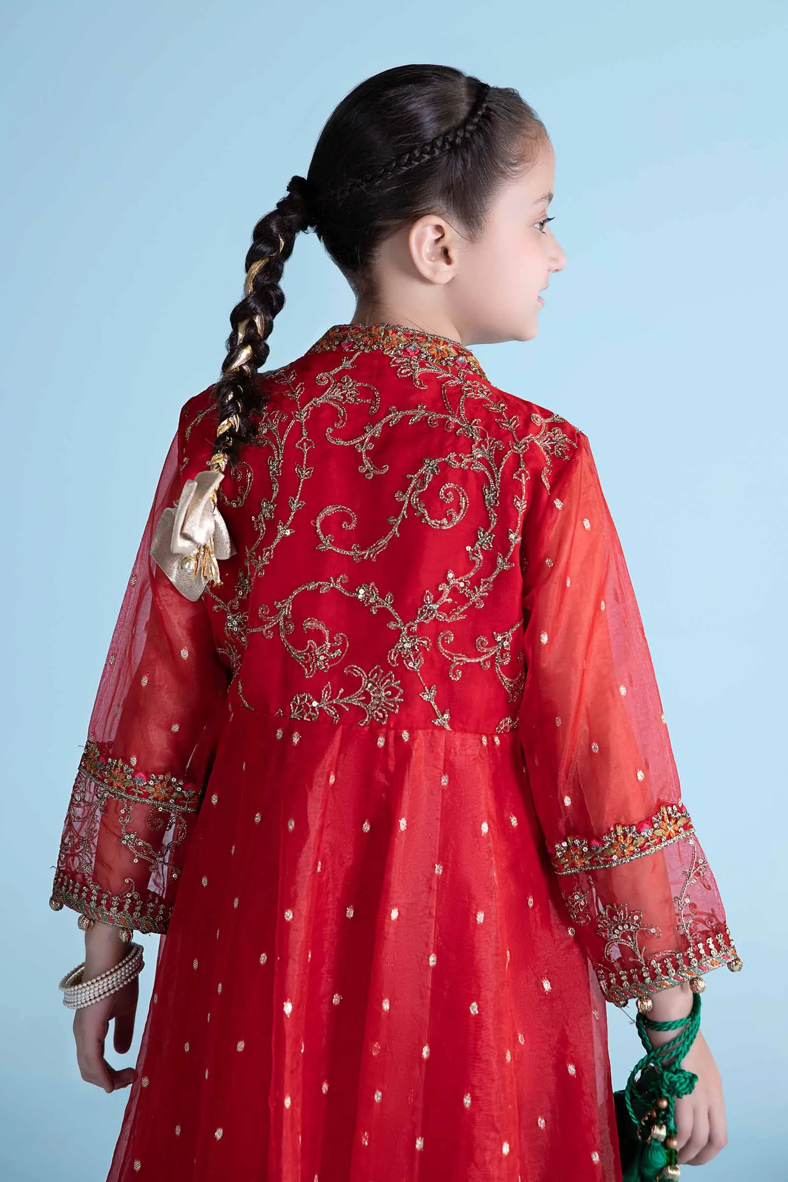 3 Piece Embroidered Lurex Organza Suit | MKS-EA24-14