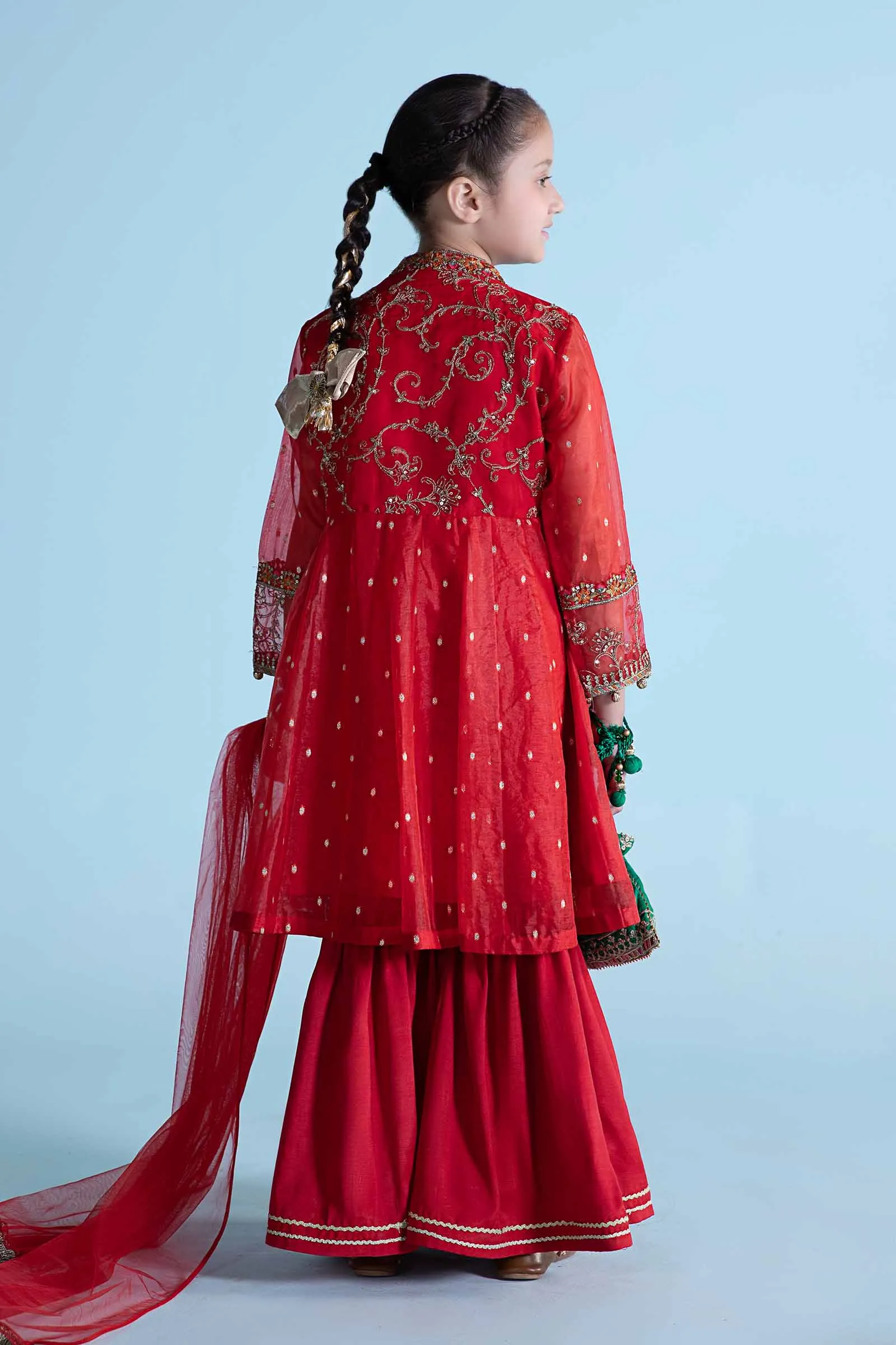 3 Piece Embroidered Lurex Organza Suit | MKS-EA24-14