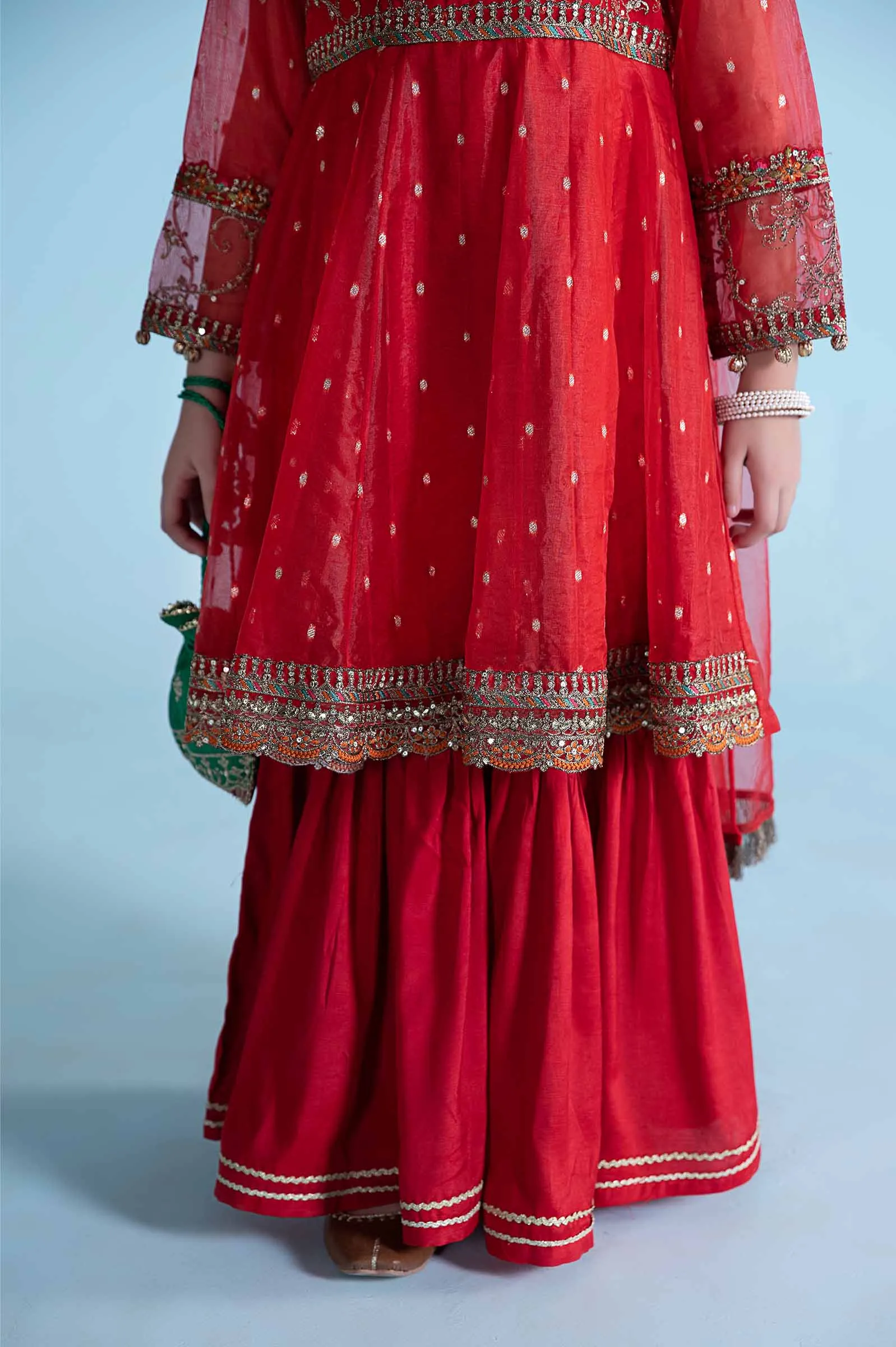 3 Piece Embroidered Lurex Organza Suit | MKS-EA24-14