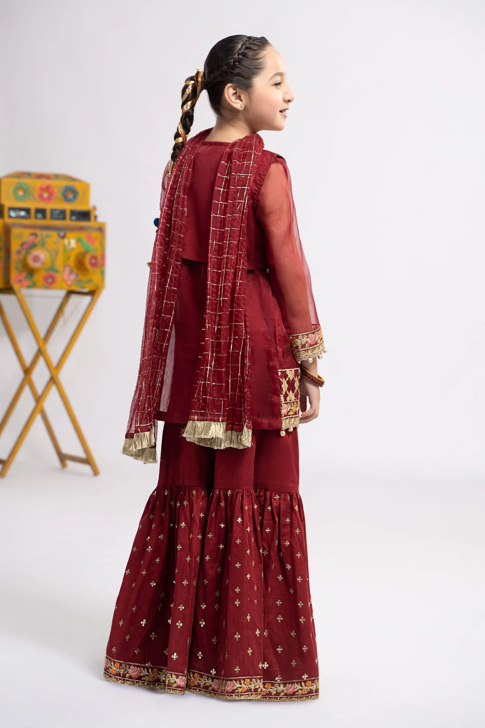 3 Piece Embroidered Organza Suit | MKS-EF24-29