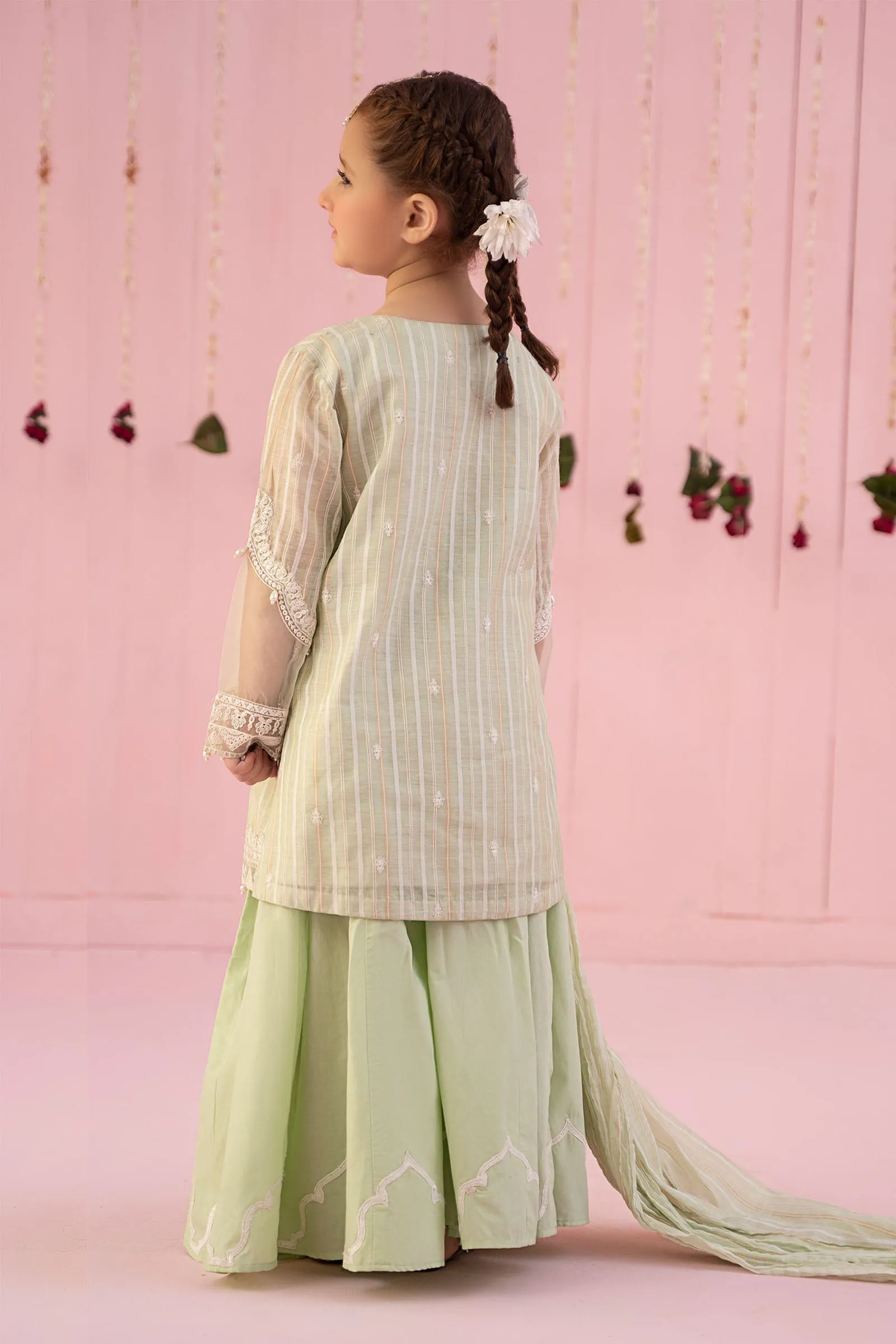 3 Piece Embroidered Stripe Cotton Suit | MKD-EF24-27