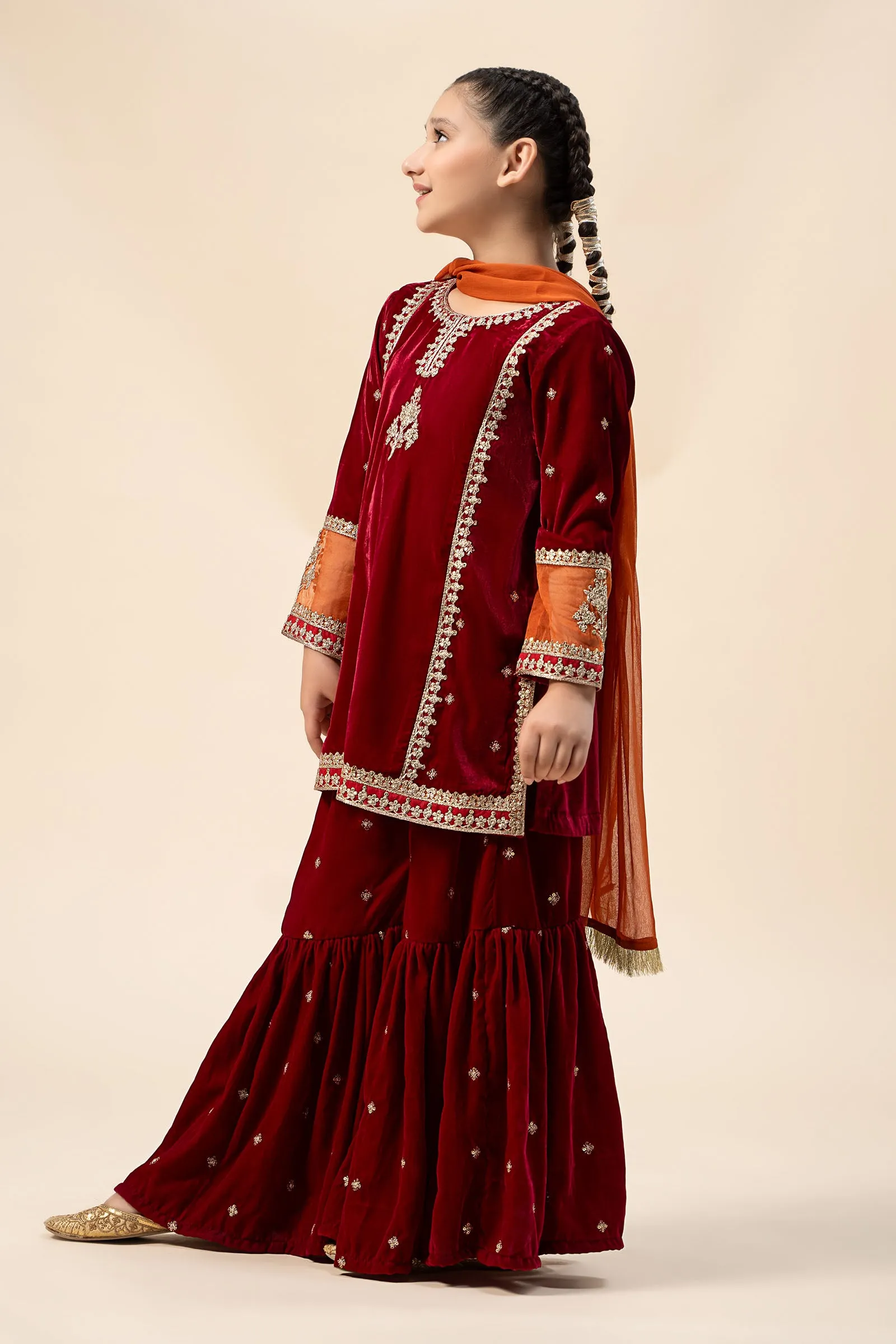 3 Piece Embroidered Velvet Suit | MKS-W24-16