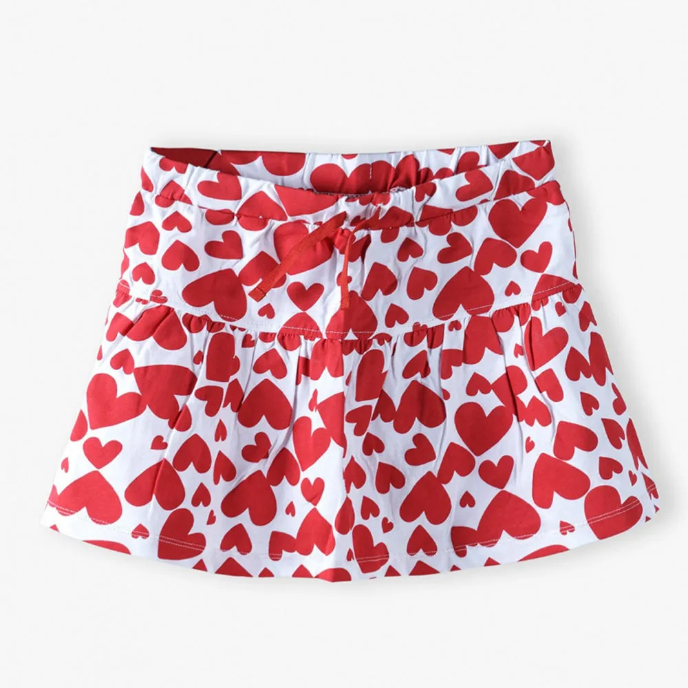 5.10.15 All Over Red Hearts Print White Skirt 11043