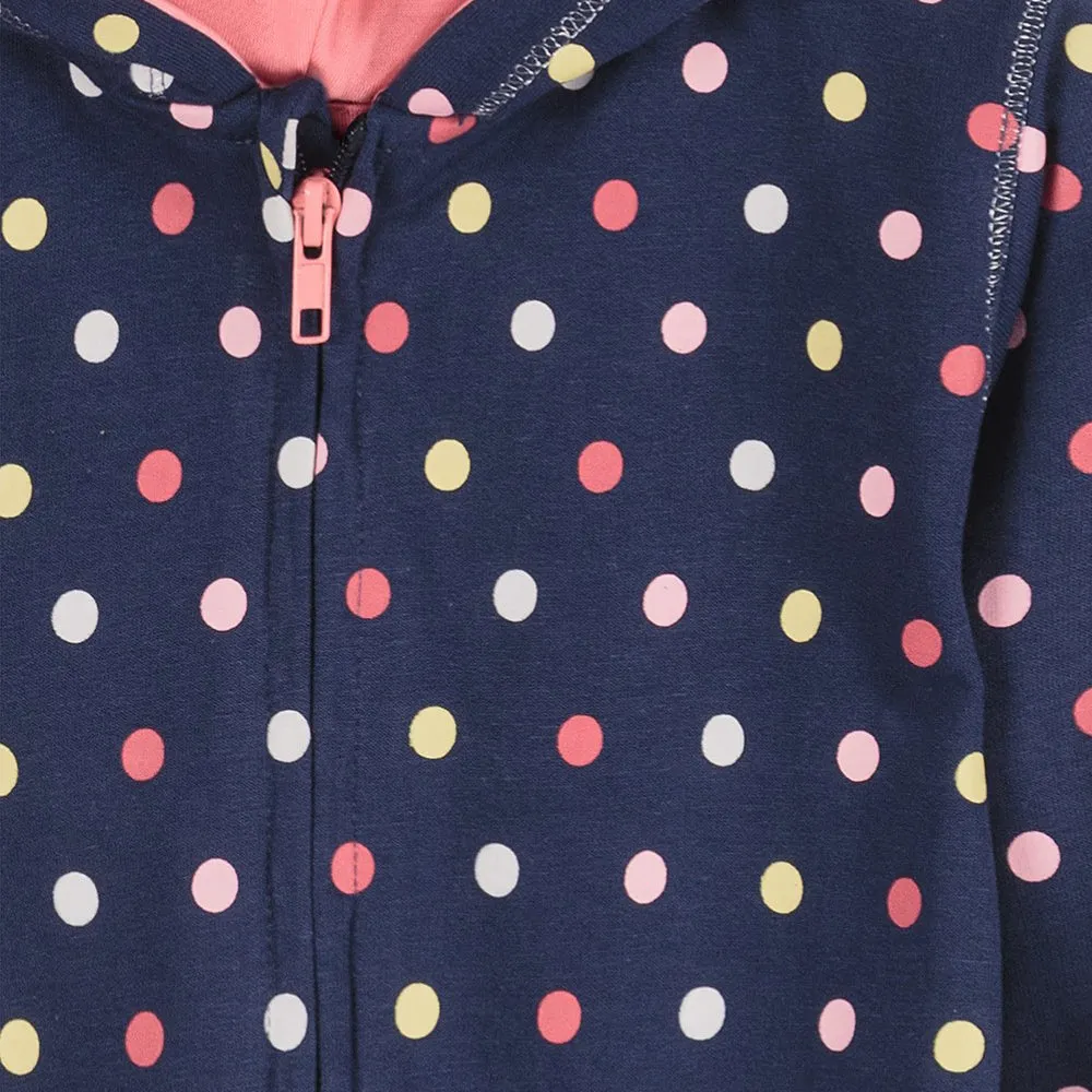 5.10.15 Multi Polka Dots Blue Zipper Hoodie 13479