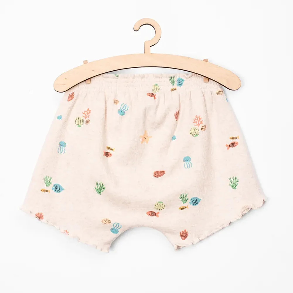 5.10.15 Sea Life Print Sand Beige Rib Girls Shorts 11316