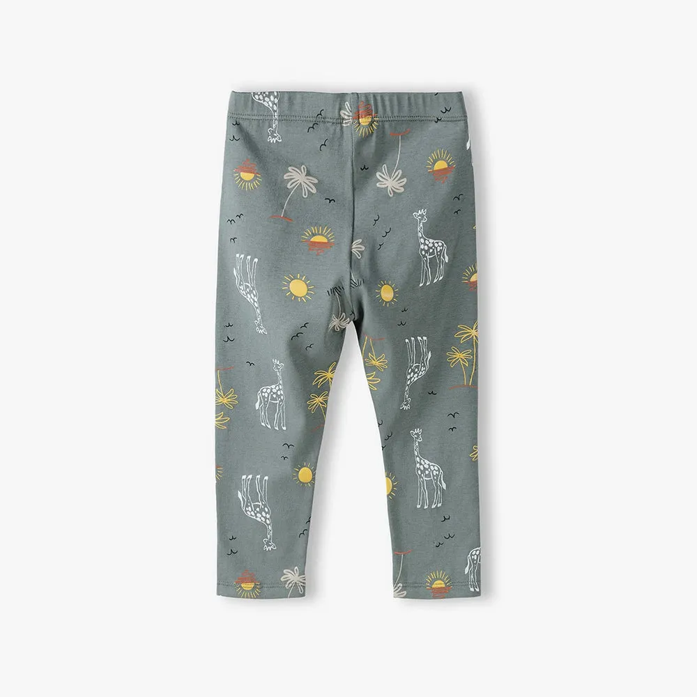 5.10.15 Sun & Giraffe Print Green Capri Legging 11358