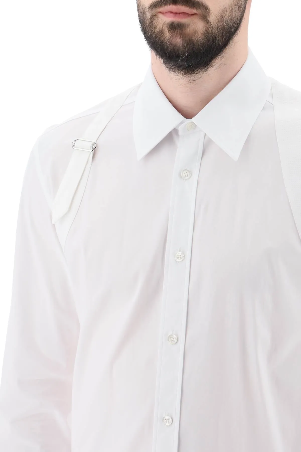 Alexander mcqueen harness shirt in stretch cotton