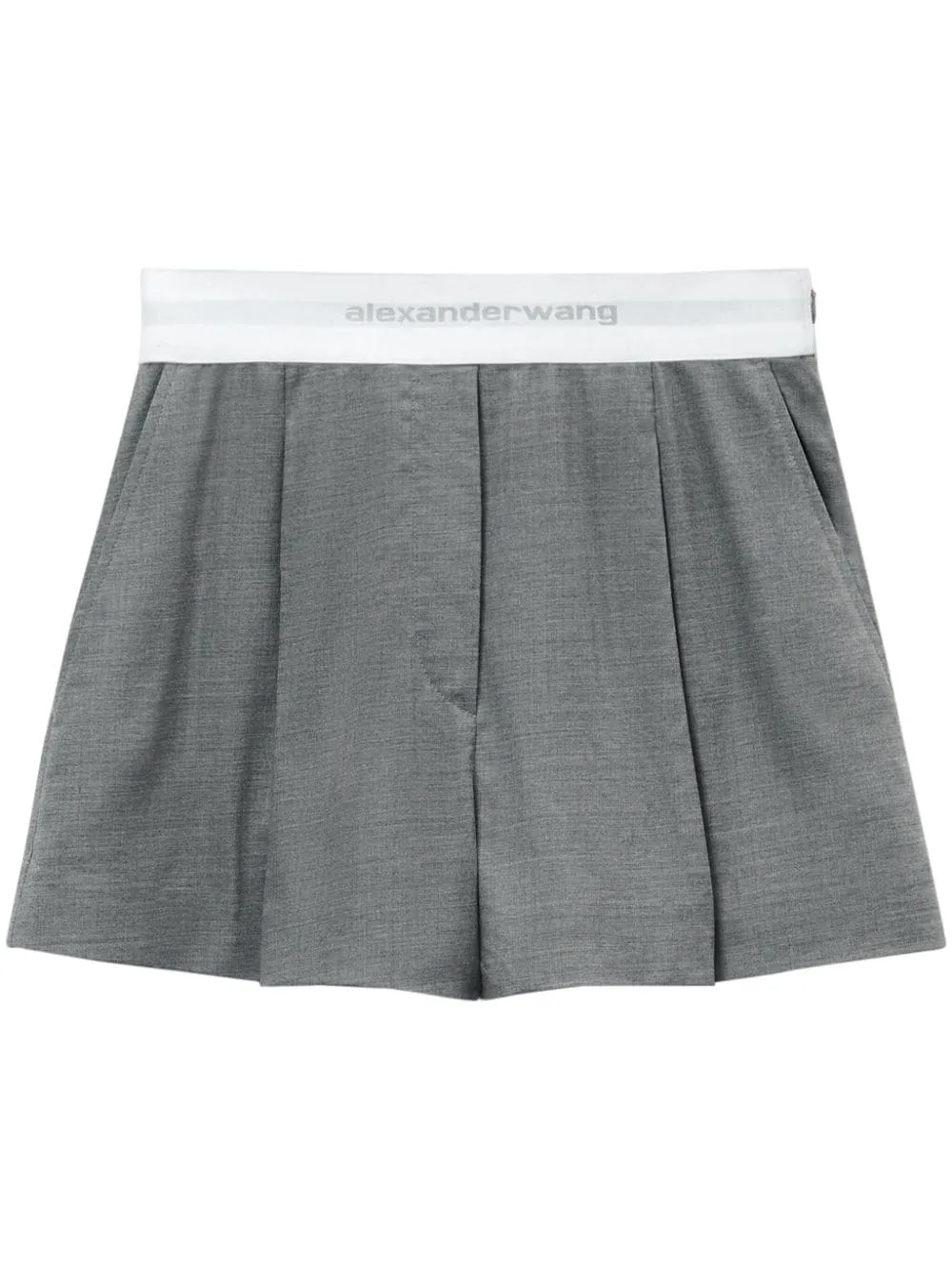 ALEXANDER WANG - Women High Waisted Pleated Short With Logo Elastic