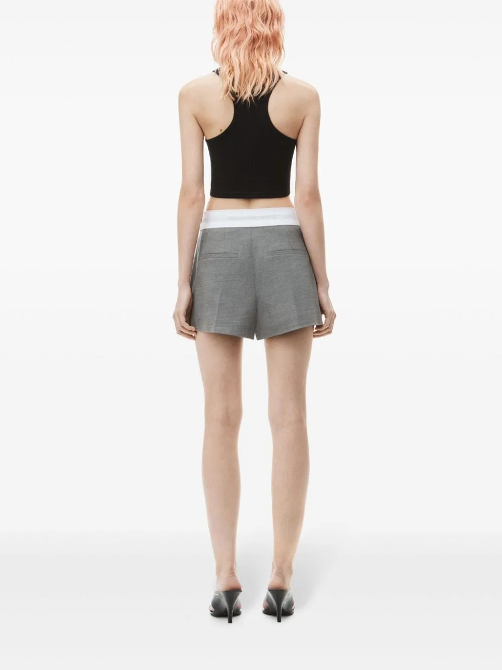 ALEXANDER WANG - Women High Waisted Pleated Short With Logo Elastic