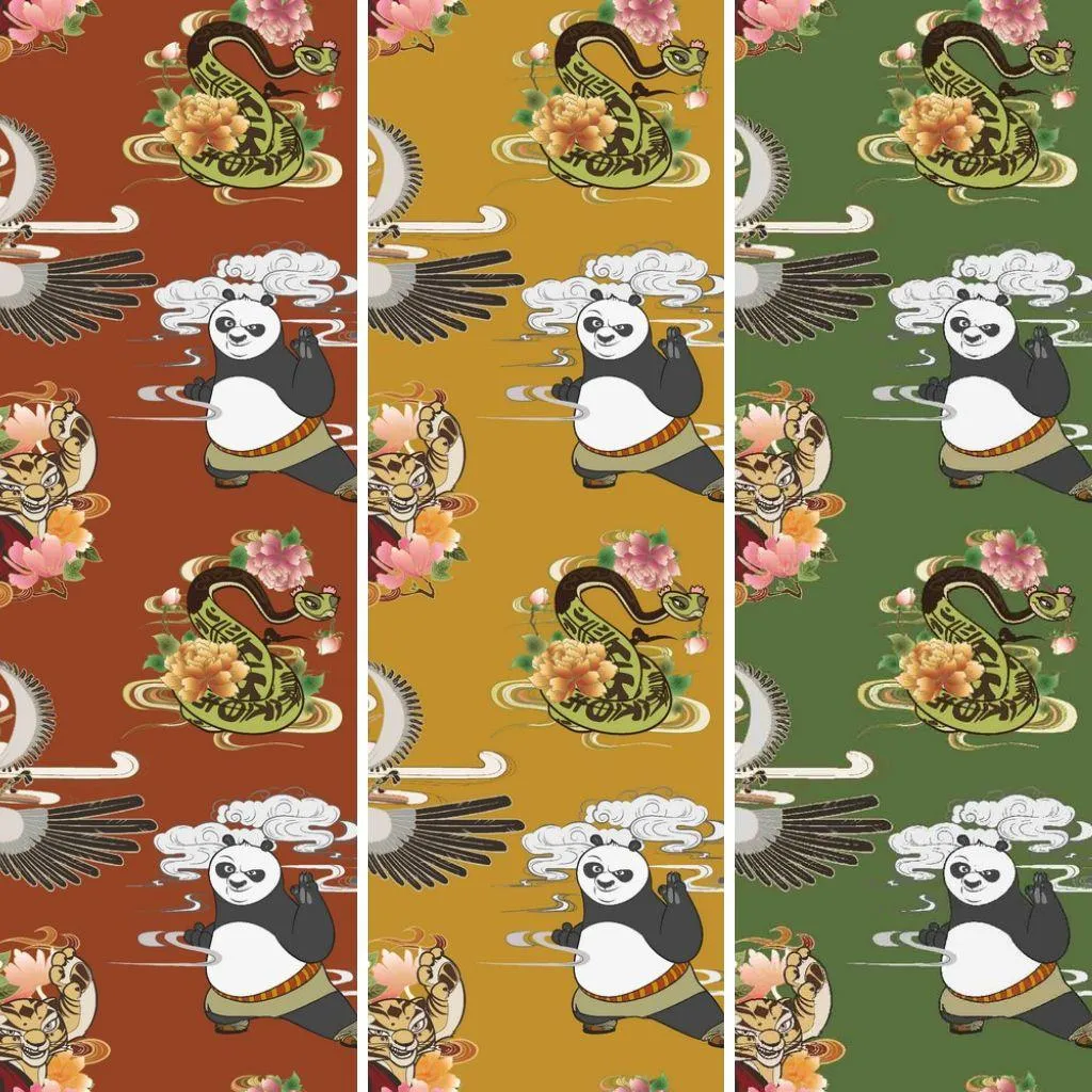 All Over Kung Fu Panda Cotton Jersey Fabric