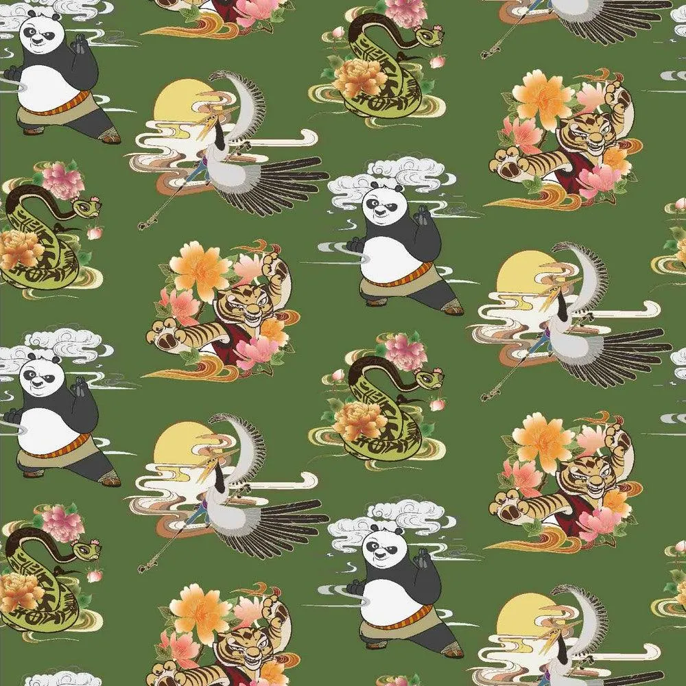 All Over Kung Fu Panda Cotton Jersey Fabric