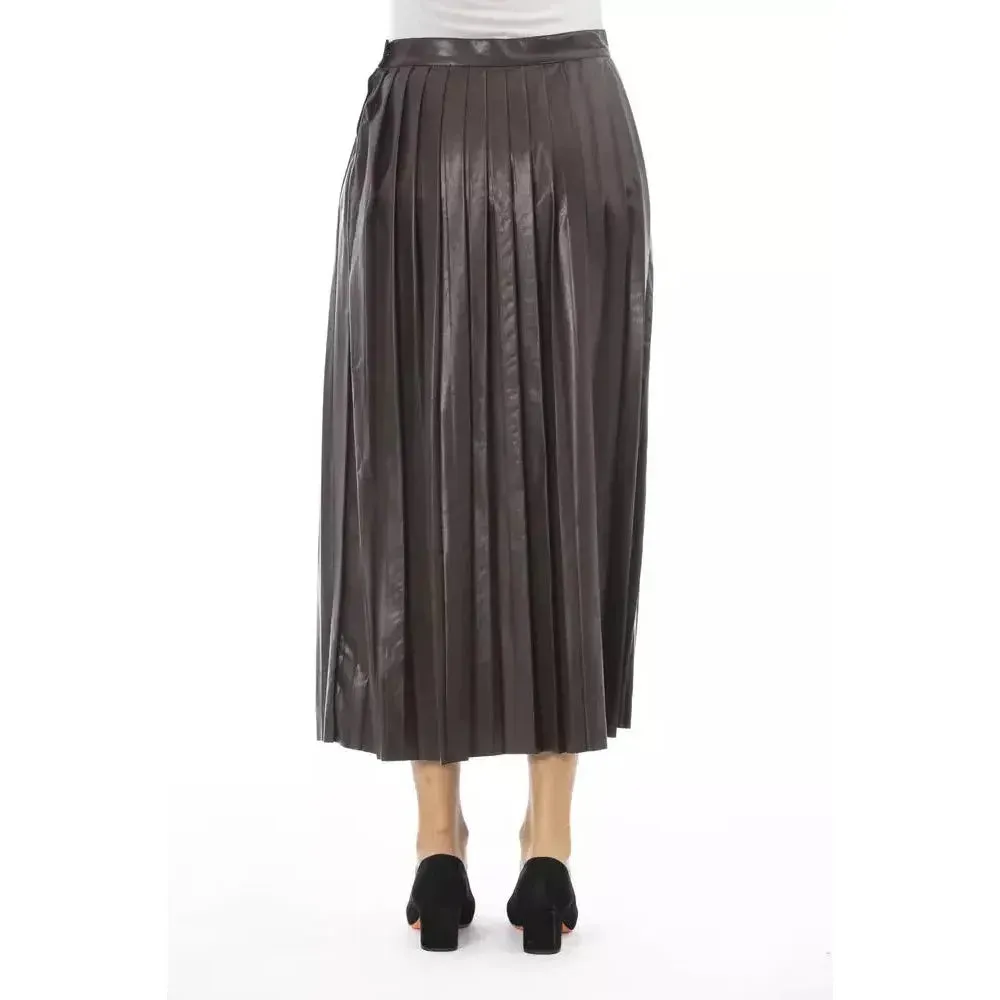 Alpha Studio Brown Polyethylene Women Skirt