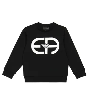 Armani Junior Black Print Logo Sweatshirt