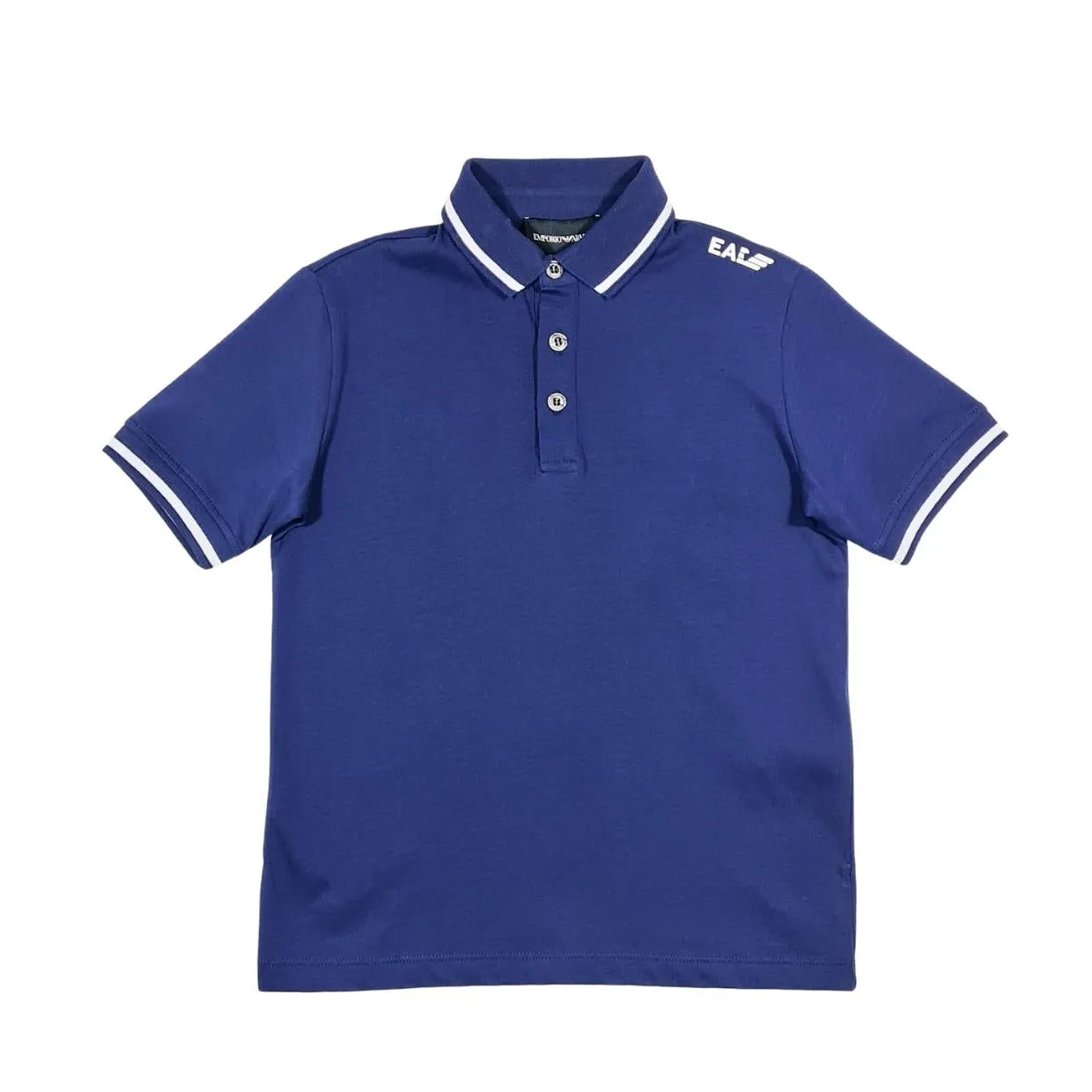 Armani Junior Blue Rubberised Logo Polo Shirt