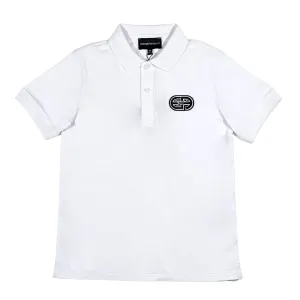 Armani Junior White Logo Tag Polo Shirt