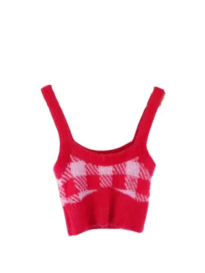 Bershka Red and Pink Cropped Singlet S