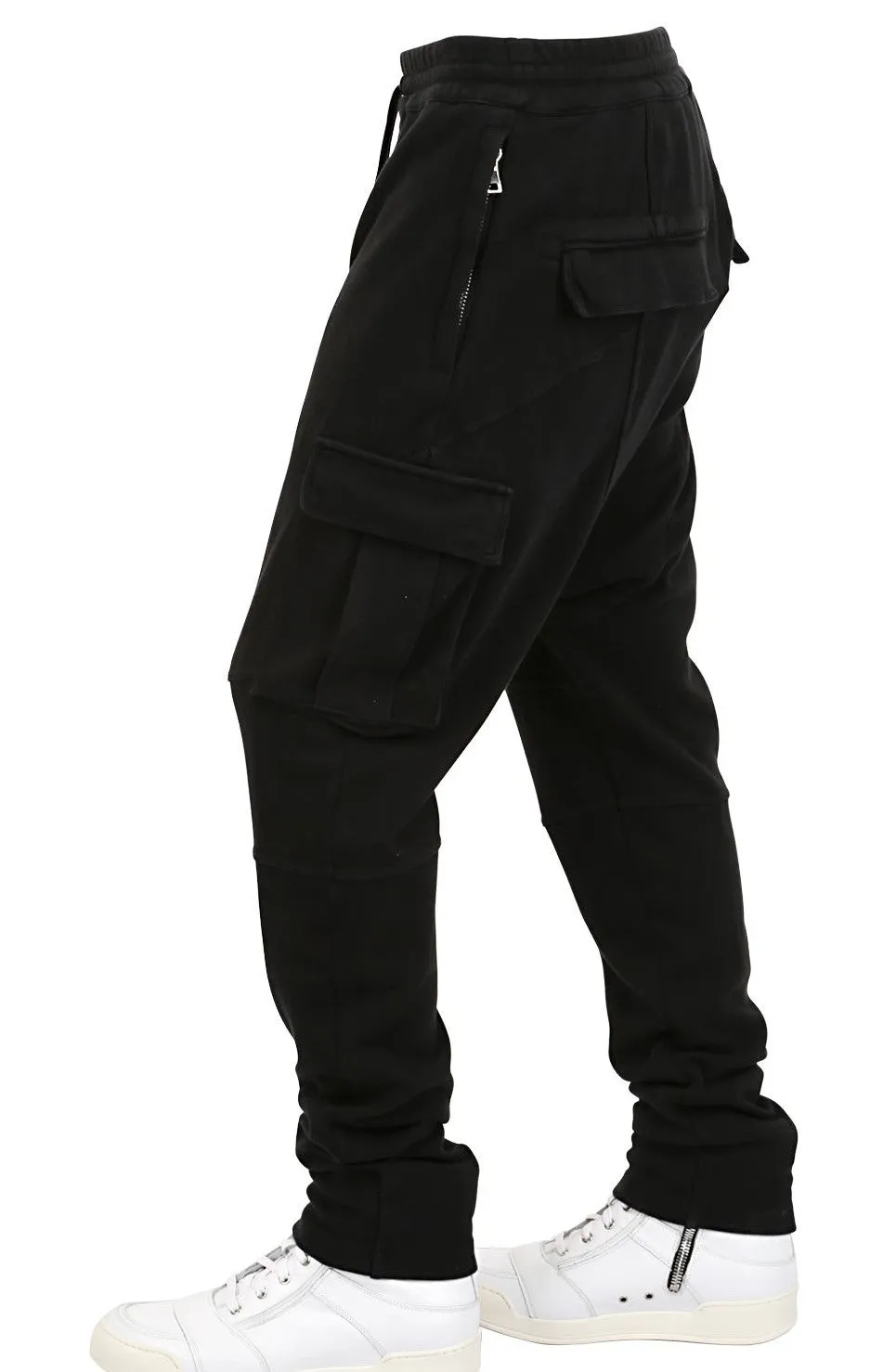 Biker Moto Drop Crotch Cargo Jogger / Loose Harem Pants