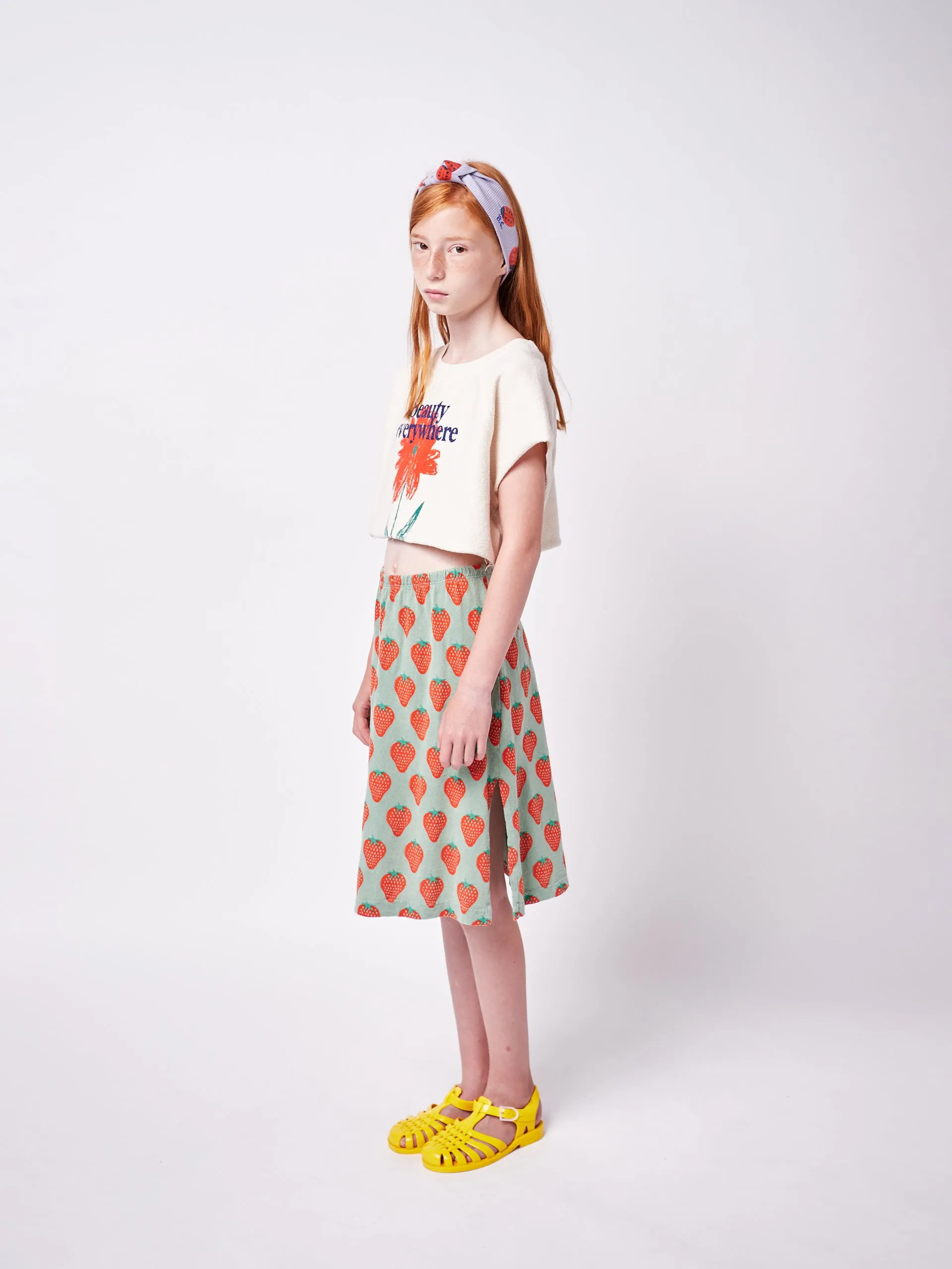 Bobo Choses Strawberry all over midi skirt