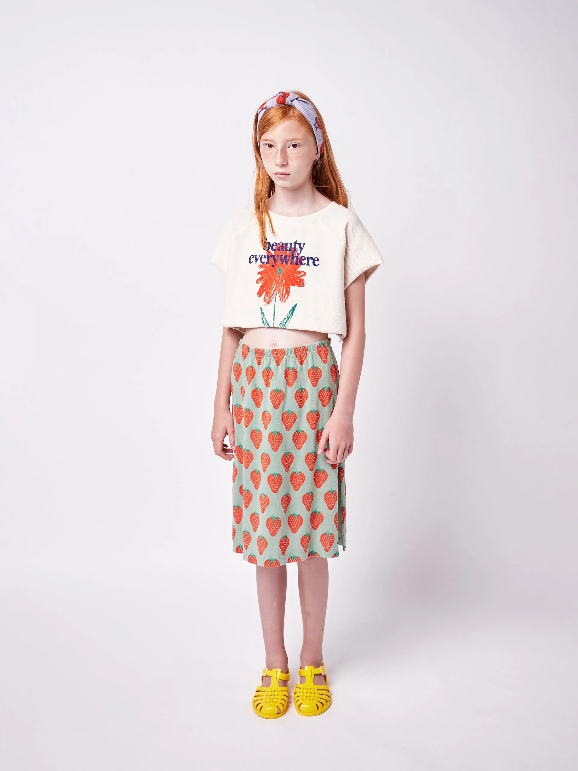 Bobo Choses Strawberry all over midi skirt