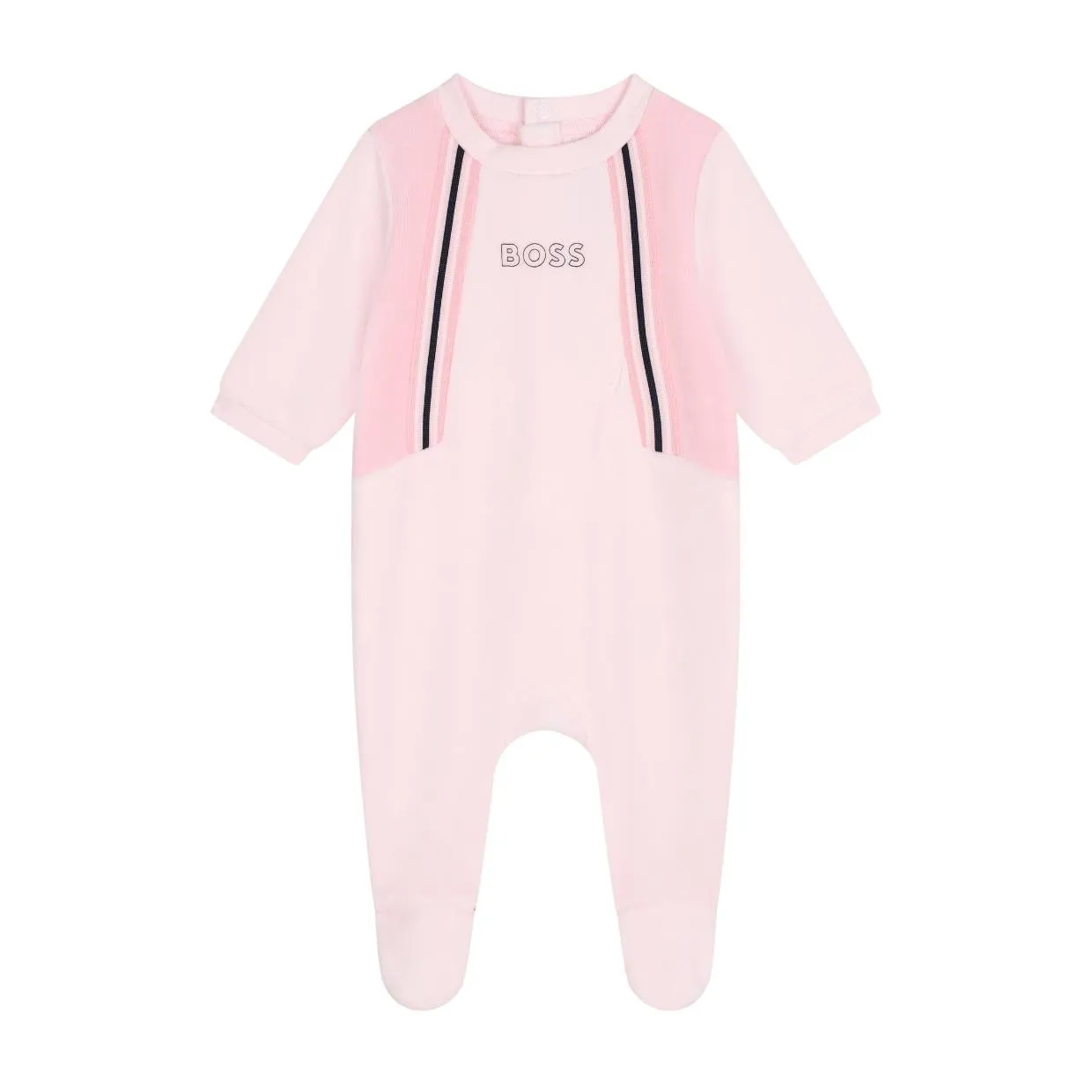 BOSS Baby Velvet Stripe Tape Pink Babygrow