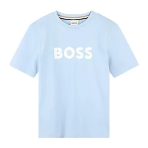 BOSS Kids Print Logo Pale Blue T-Shirt