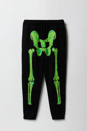 Boys Skeleton Print Fleece Jogger