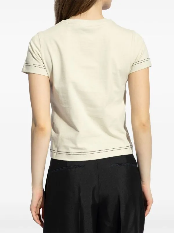 BURBERRY - Women Embroidered Cotton T-shirt