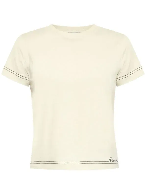 BURBERRY - Women Embroidered Cotton T-shirt