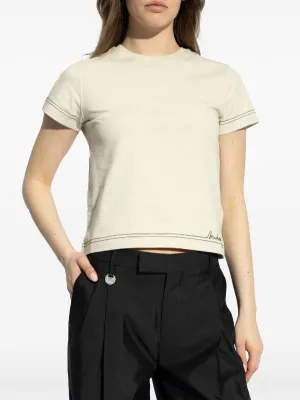 BURBERRY - Women Embroidered Cotton T-shirt