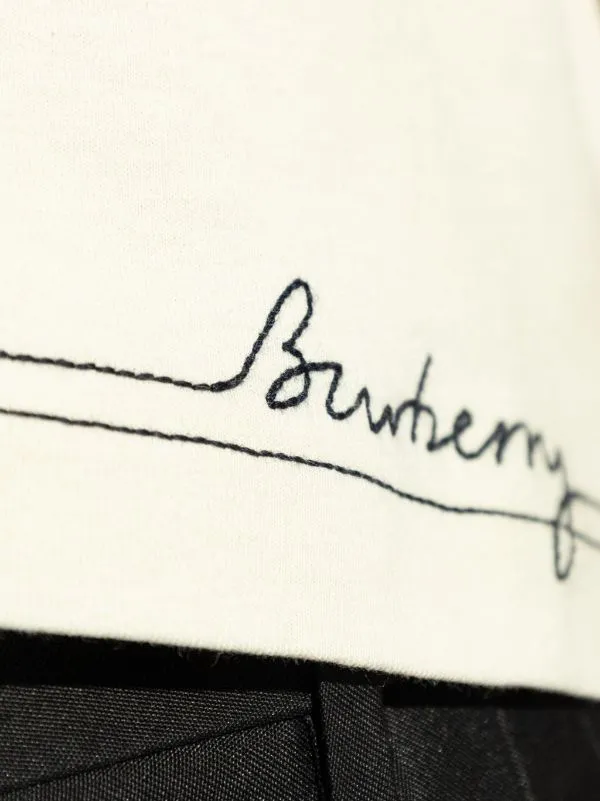 BURBERRY - Women Embroidered Cotton T-shirt