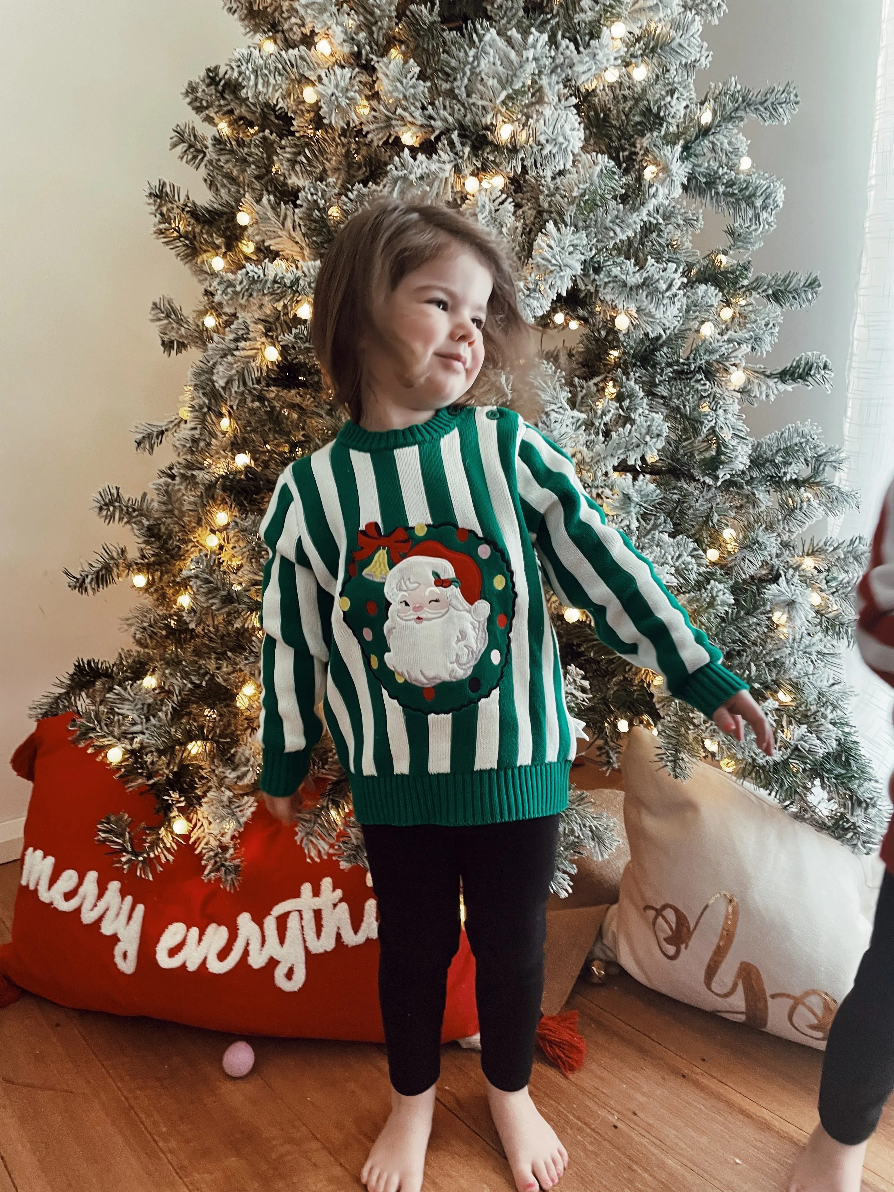 Candy Stripe Santa Sweater - Green