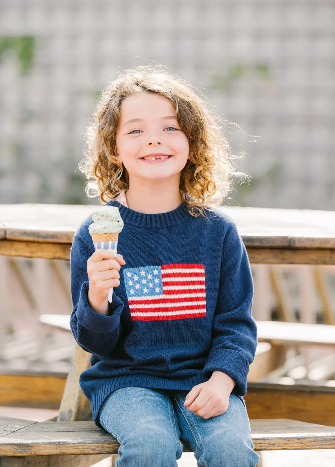 Children’s American Flag Crewneck Sweater