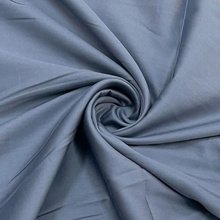 Classic Stone Blue Solid Cotton Satin