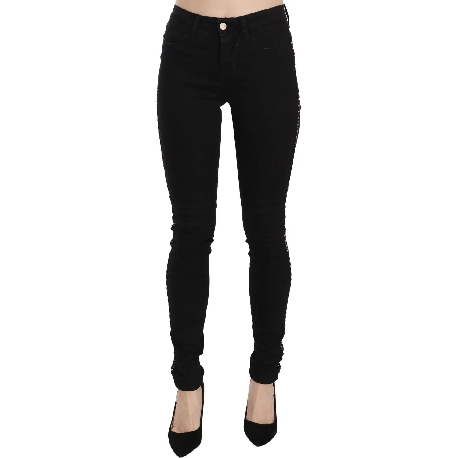 Costume National Chic Mid Waist Skinny Black Denim