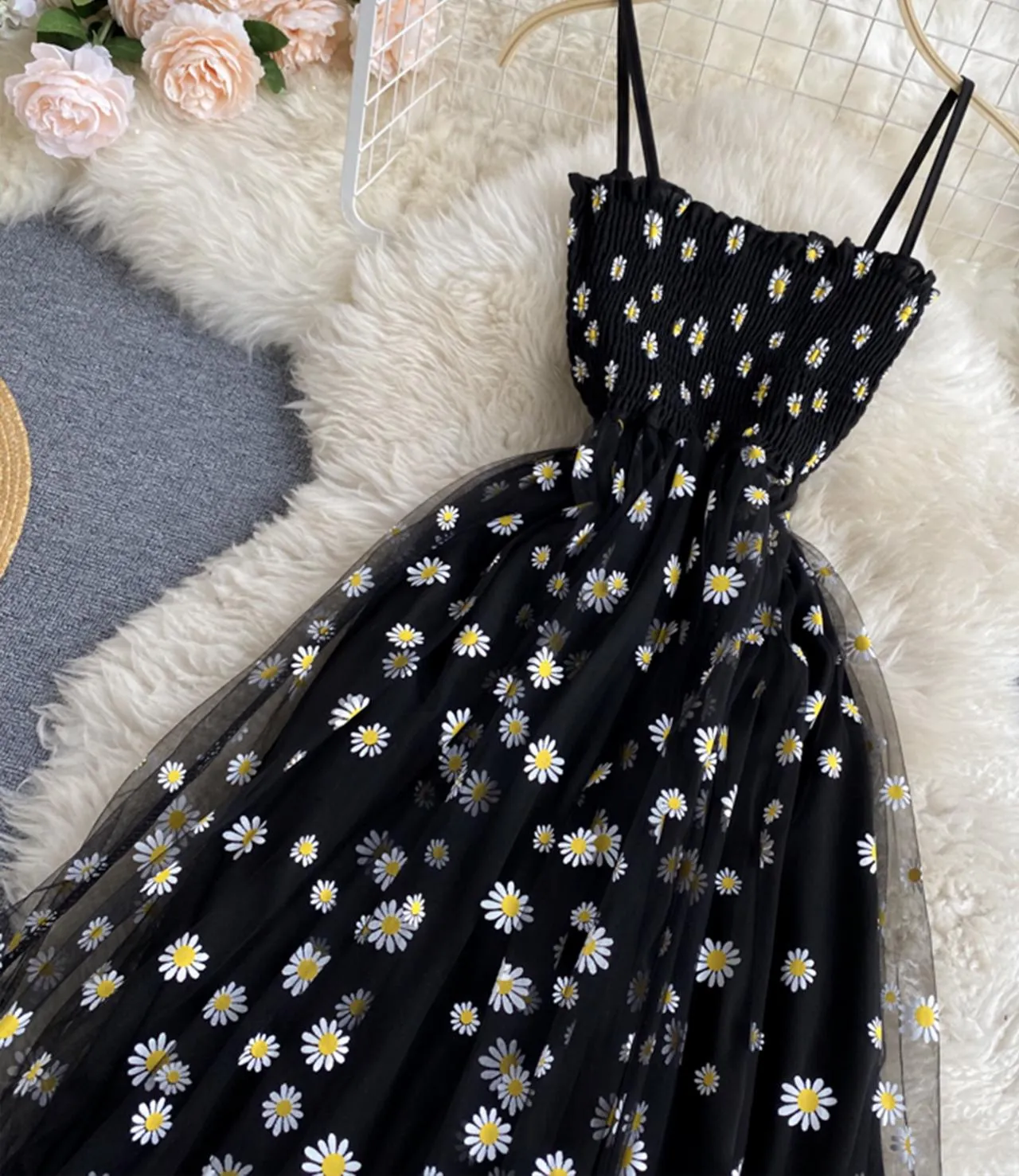 Cute A line tulle floral dress    S75