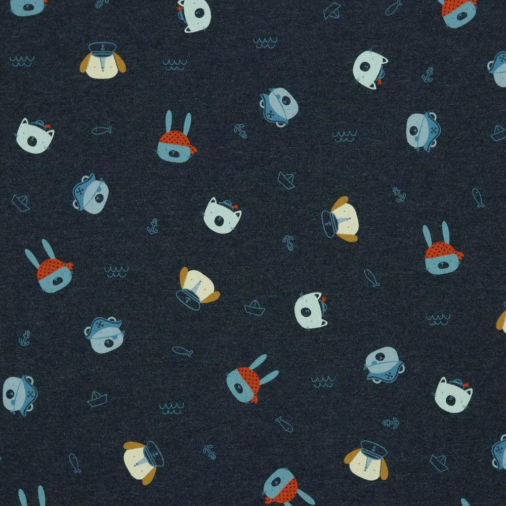 Cute Animal Pirates Cotton Mix Jersey Fabric