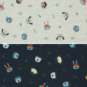 Cute Animal Pirates Cotton Mix Jersey Fabric