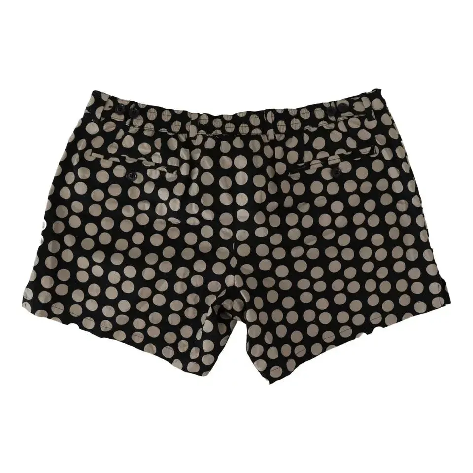 Dolce & Gabbana Black White Polka Dots Cotton Linen Shorts