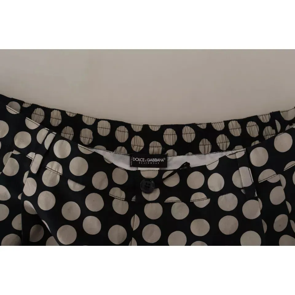 Dolce & Gabbana Black White Polka Dots Cotton Linen Shorts