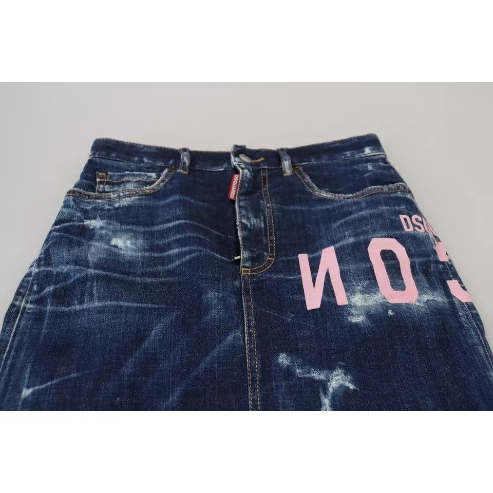 Dsquared² Blue Icon High Waist Denim Mini Boston Jean Skirt