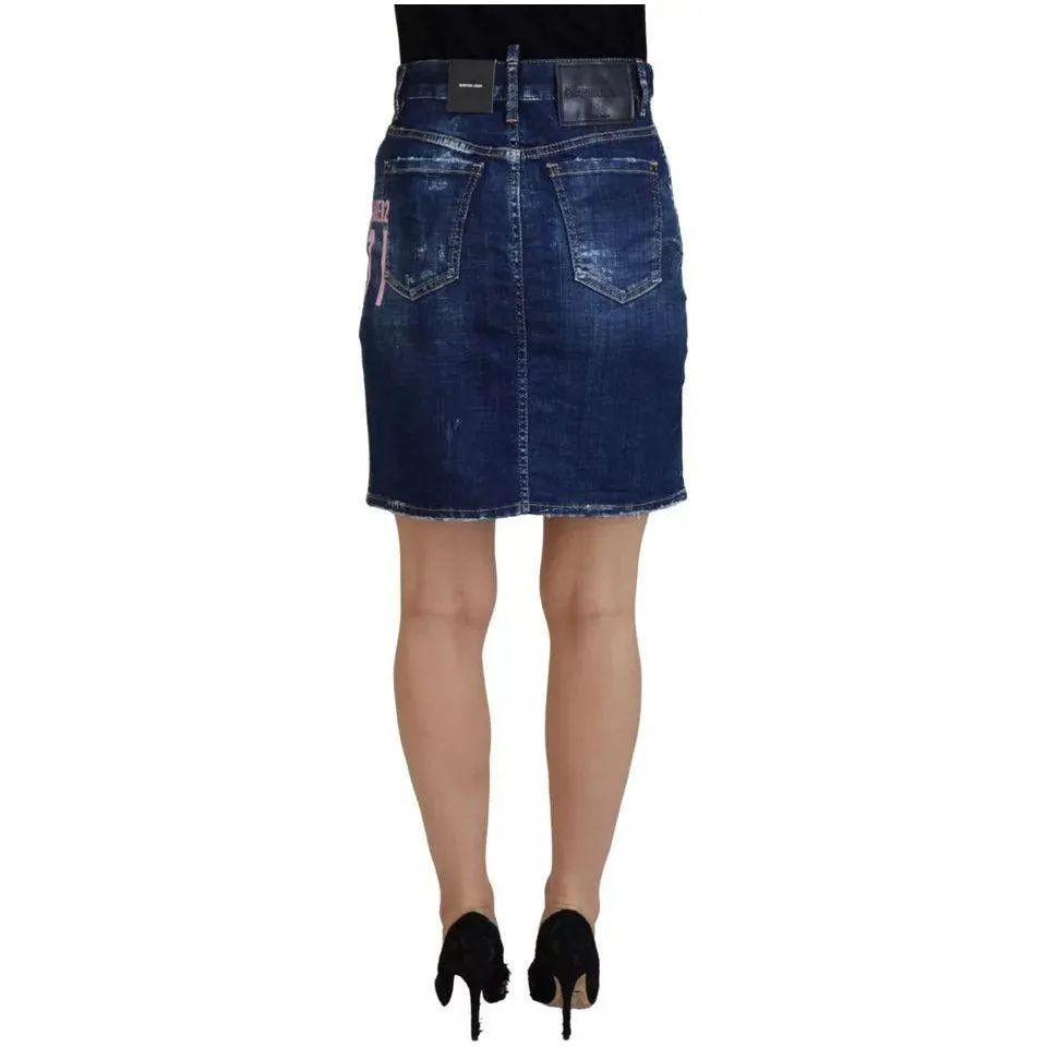 Dsquared² Blue Icon High Waist Denim Mini Boston Jean Skirt