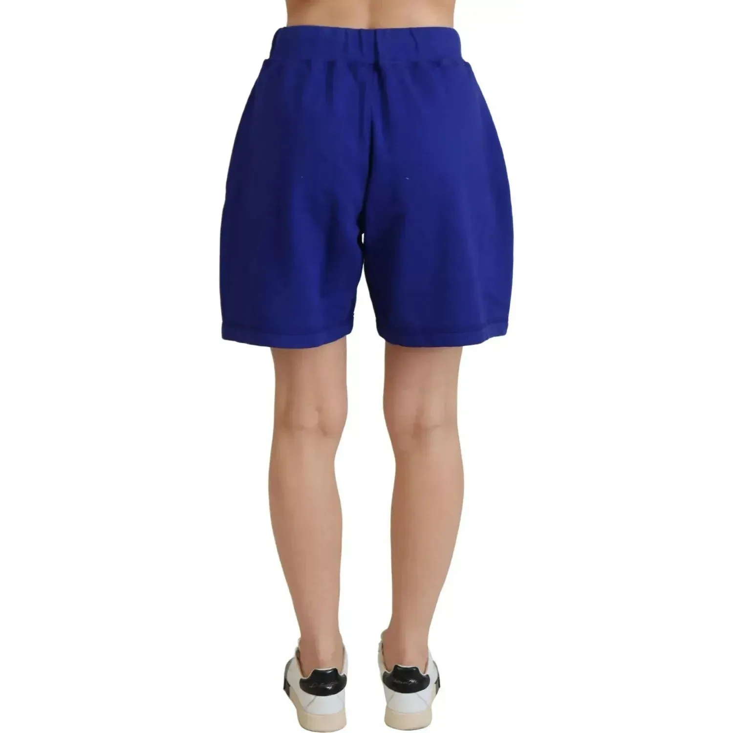 Dsquared² Blue Logo Cotton High Waist Sweatshorts Shorts