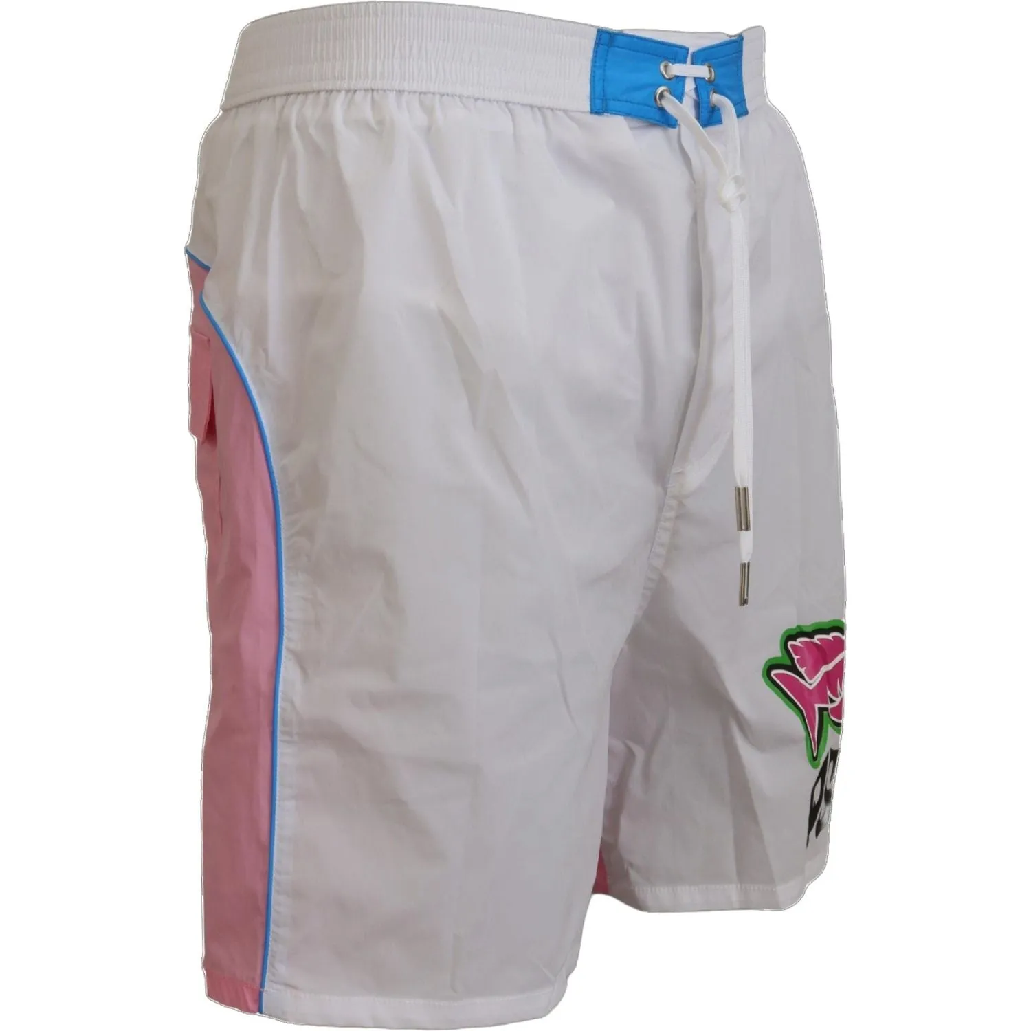 Dsquared² Chic White & Pink Print Swim Shorts