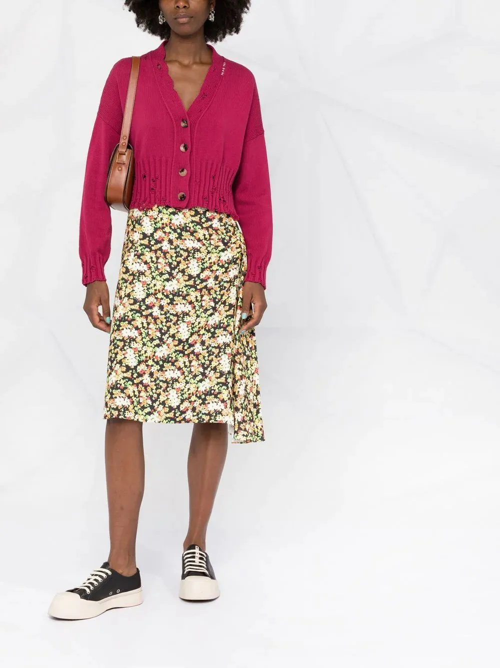 FLORAL-PRINT A-LINE SKIRT