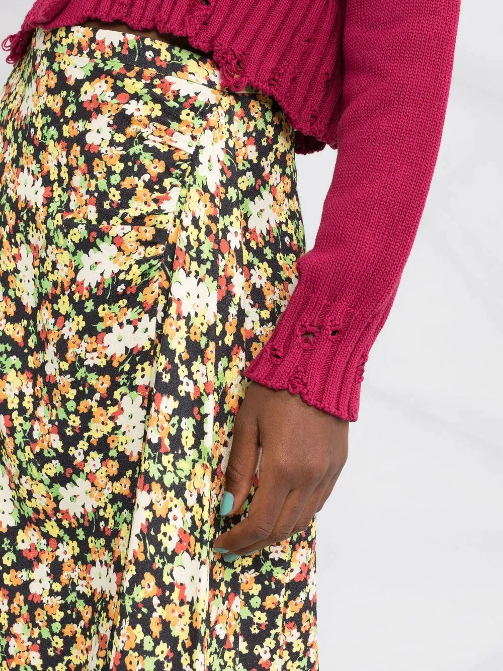 FLORAL-PRINT A-LINE SKIRT