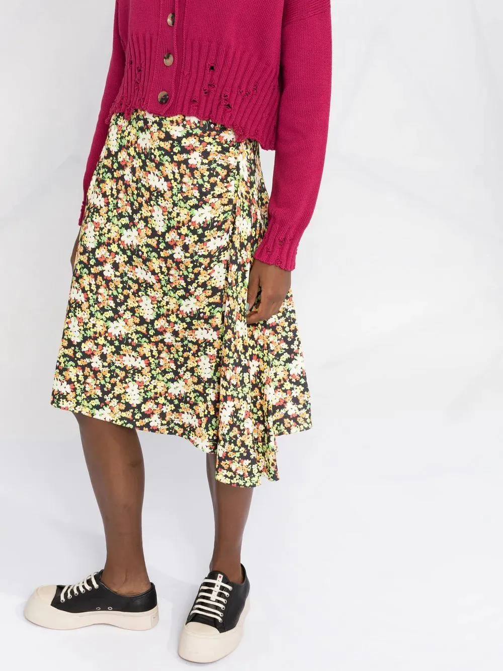 FLORAL-PRINT A-LINE SKIRT