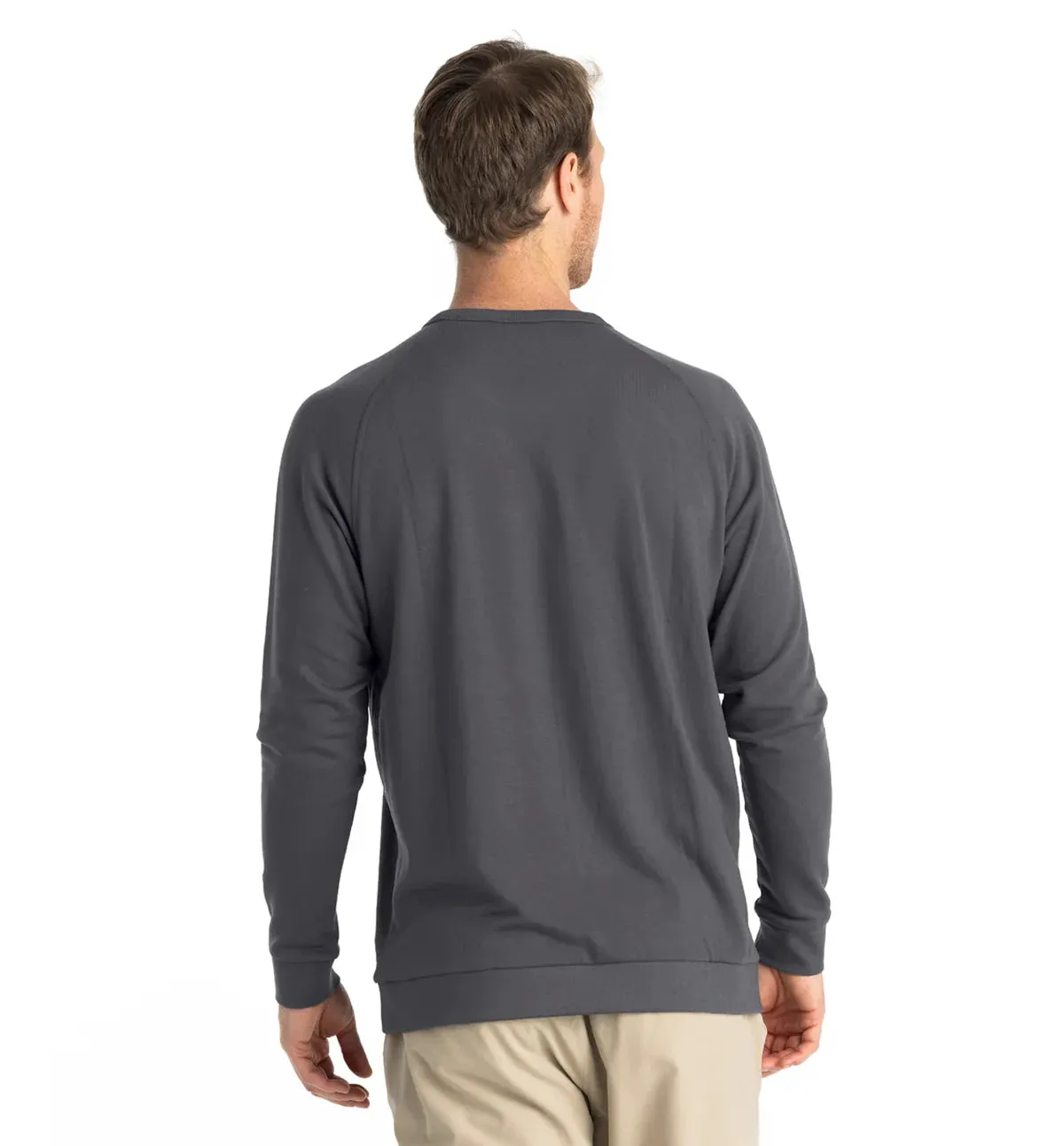 Free Fly Men's Bamboo Lightweight Fleece Crew in Black Sand