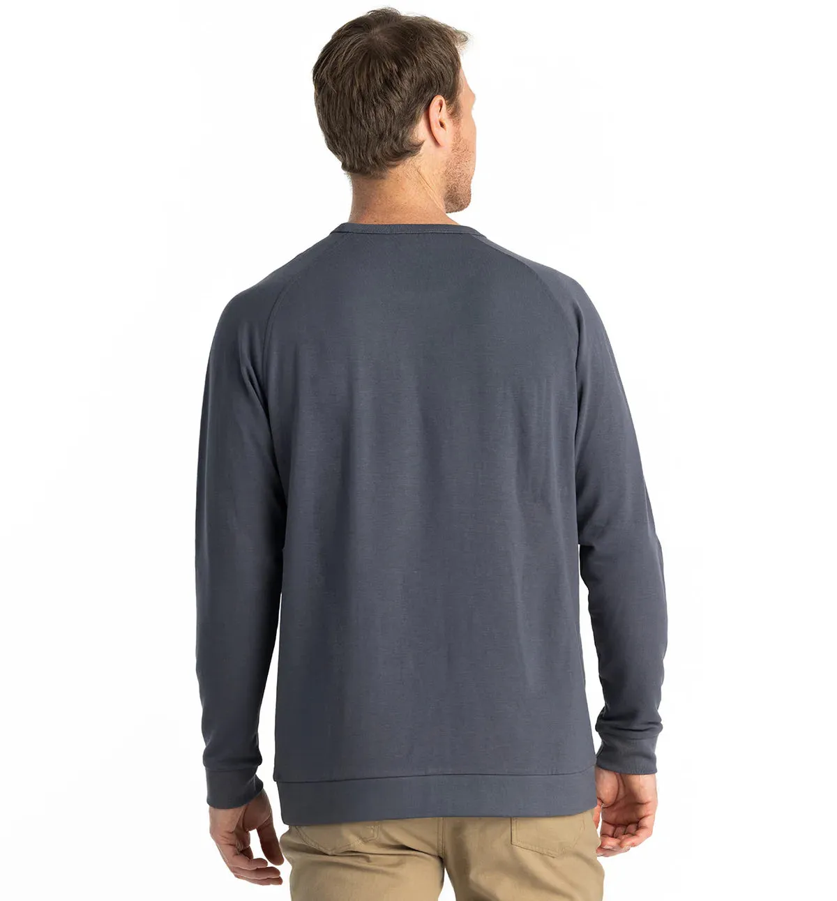 Free Fly Men's Bamboo Lightweight Fleece Crew in Storm Cloud